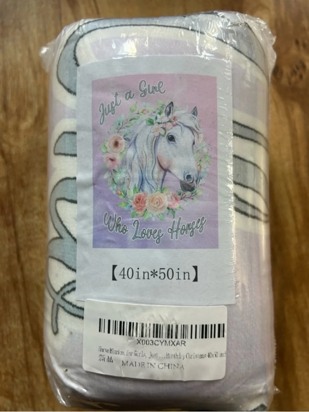 Amazon Pink/Purple Horse Floral Throw Blanket